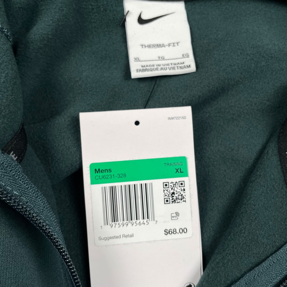 New Nike Hoodie Mens XL Green Therma-FIT Full Zip Training CU6231-328 - Picture 4 of 7
